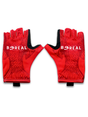 Gants de pêche Boréal rouges avec logo Les Cannes Boréal, tissu respirant et design sans doigts pour un meilleur contrôle.