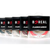 Lignes fluorocarbone par Cannes Boréal – assortiment de bobines de 8 à 20 lb, conçues pour solidité, discrétion et performance dans toutes les conditions.
