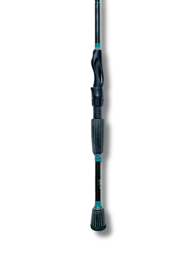 Canne Shockwave par Cannes Boréal – vue de la poignée en fibre de carbone, conçue pour maximiser la sensibilité en action.